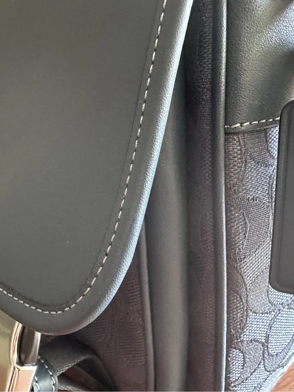Coach Navy Blue Signature Canvas & Leather Messenger Bag - Coach